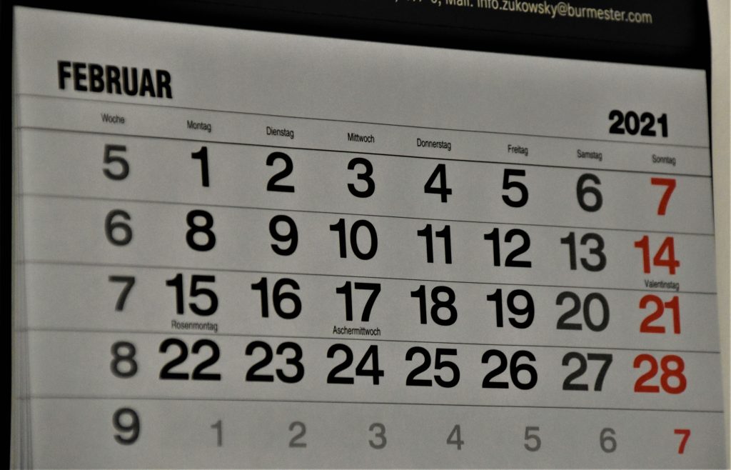 Wall calendar with three weeks of habit tracking.